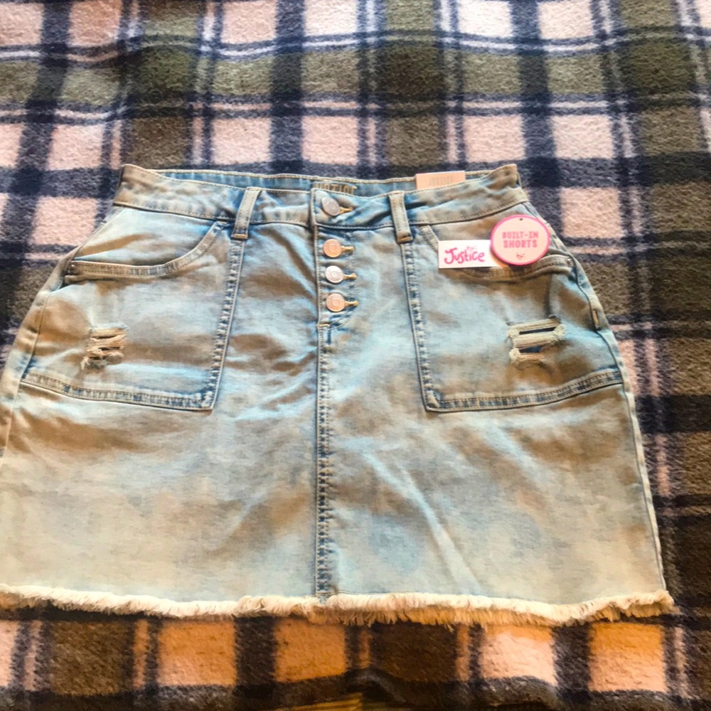 Justice Denim Skirt with built in shorts - New